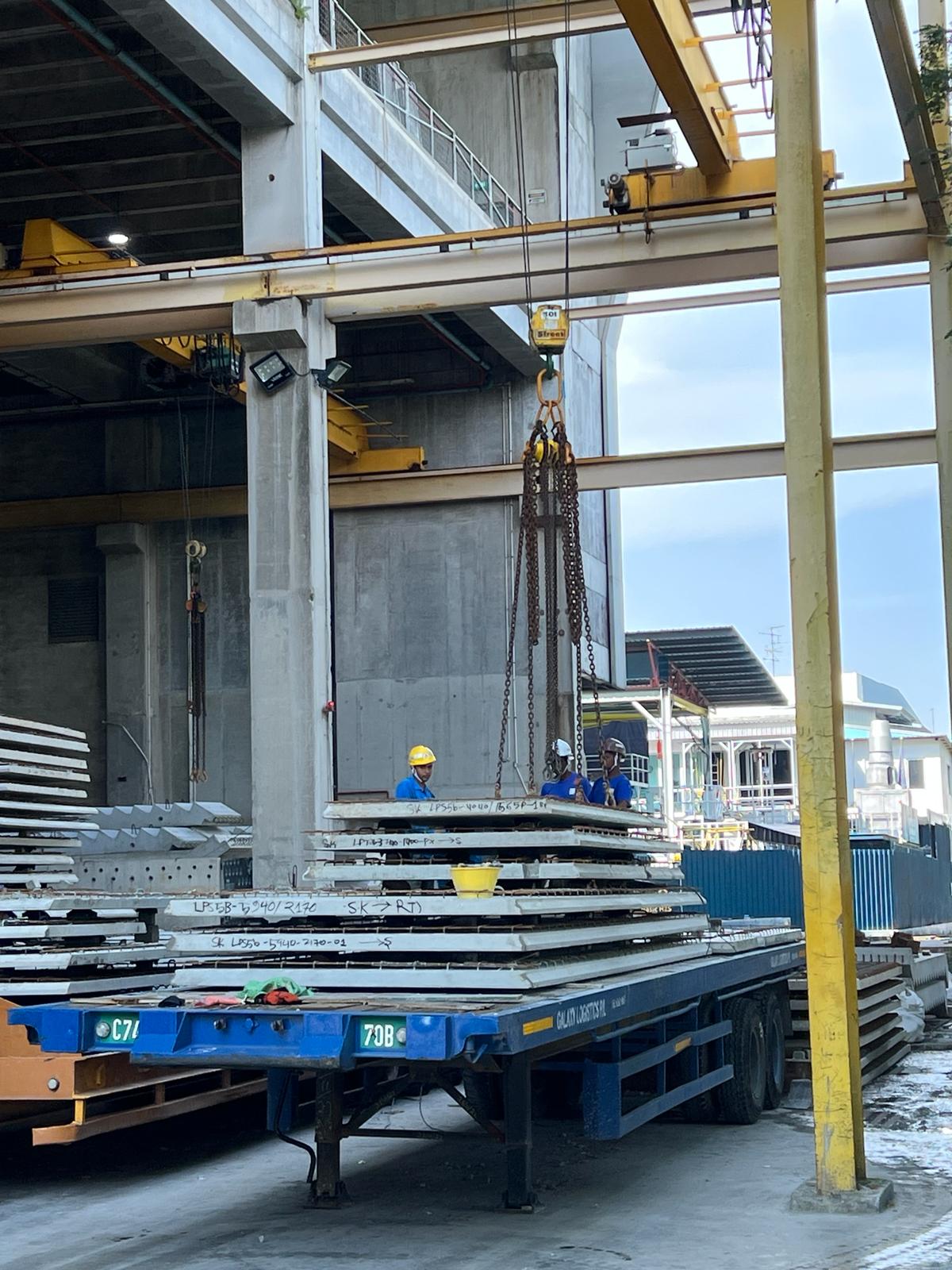 Precast planks sequenced for delivery