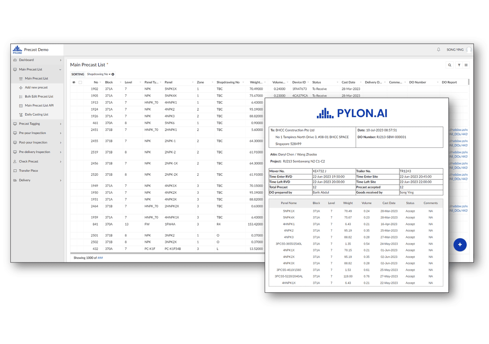 Automated and digitised delivery documentation