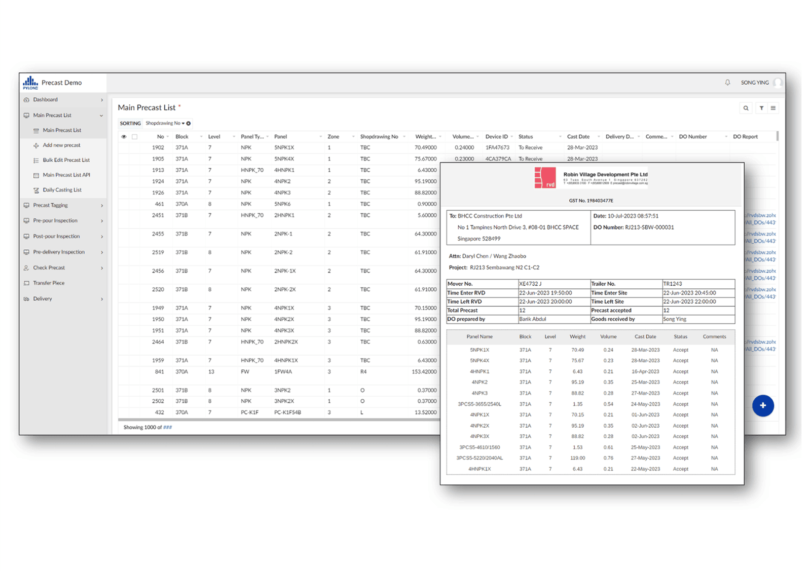 Real-time tracking of precast components at a construction site